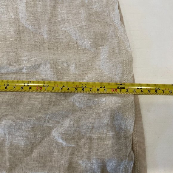 JM Collection V Neck Beige Linen Half Zip Quarter Sleeve Shirt Medium - Picture 5 of 7